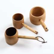 家用竹制长柄水勺水瓢 厨房盛水舀子 日式加厚带柄大号竹木勺子
