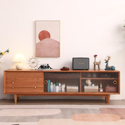 C位电视柜北欧日式樱桃木现代简约实木茶几电视柜组合客厅收纳