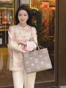 新中式国风提花盘扣立领外套，女粉色刺绣禅意改良唐装，开衫上衣春装