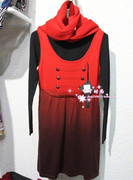 品牌撤柜韩版修身二件套针织衫连衣裙配围巾，外套毛衣2298