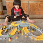 儿童百变轨道车益智拼装玩具火车工程车电动赛车积木儿童玩具