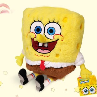 海绵宝宝spongebob毛绒公仔抱枕，靠垫玩具派大星雪貂绒礼物正版