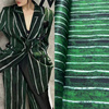 绿色条纹扎染印花弹力斜纹真丝布料高定套装连衣裙桑蚕丝面料