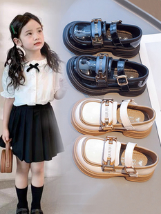 女童鞋黑色小皮鞋2024夏季儿童软底公主鞋时尚韩版小女孩鞋子