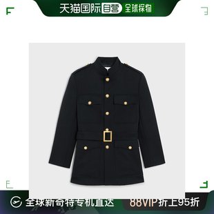 Celine思琳SS22军装夹克经典黑色羊皮厚实舒适收腰设计