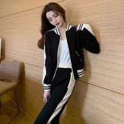 spyb休闲时尚运动服套装女2023春秋高级感卫衣开衫外套两件套