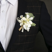韩式西式结婚新娘新郎胸花婚礼，手腕花白色，森系伴娘姐妹团襟花西装