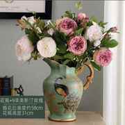 美式陶瓷花瓶复古摆件客厅插花家居装饰花仿真花假花工艺品摆设