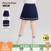 PawinPaw卡通小熊童装2024年夏季女童百褶裙学院风短裙