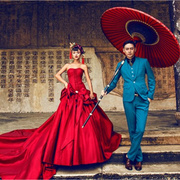 古装红色古装伞时尚摄影道具多骨油纸伞中国风复古大红伞超大红伞