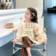 女童秋装套装2023韩版洋气时髦儿童衣服女宝宝春秋衬衫两件套