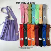 纯色针织包包小众设计褶皱折叠风琴包百搭大容量购物袋单肩包