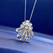 珠宝s925银仿真钻石吊坠女气质立体花朵高级设计感小众项链