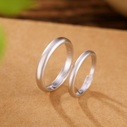 S990足银素圈情侣对戒男女款情人节礼物时尚简约小众银戒指