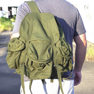 越南产现用公发三兜背囊非国产援越军绿帆布双肩包越战美M14背包