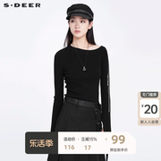 sdeer圣迪奥特卖经典，圆领贴毛衣女设计感小众s20183519