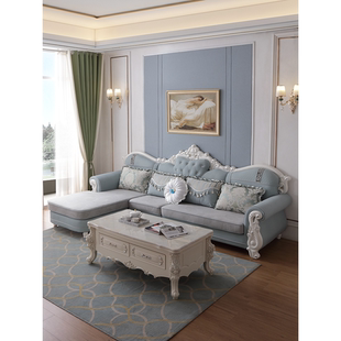 布艺沙发欧式奢华大小户型沙发，客厅简约现代高档实木转角直排沙发