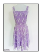 珍思薇尼夏季女紫色方领吊带裙，拼接很仙的刺绣网中长款a字裙