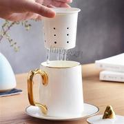大气骨瓷茶杯带茶漏杯子带过滤网陶瓷杯子，喝茶茶具大容量骨瓷