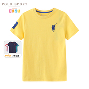 polosport男童t恤短袖2023夏季童装经典刺绣logo纯棉圆领上衣