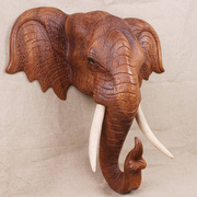 泰国U 实木壁饰 手工木雕工艺品 客厅玄关 背景墙壁挂 大象头挂件