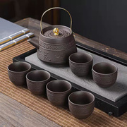 驰达陶瓷紫砂茶壶茶具套装大容量，凉水壶家用辛苦手工提梁泡茶壶冷