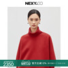 nexy.co奈蔻冬季时尚气质，纯羊毛套头，披肩款女装红色毛呢大衣