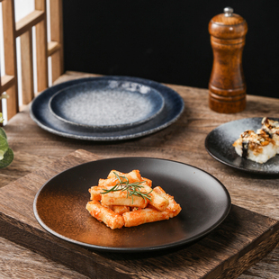 日式盘子浅菜盘餐具圆形西餐牛排陶瓷创意餐厅窑变意面平碟子
