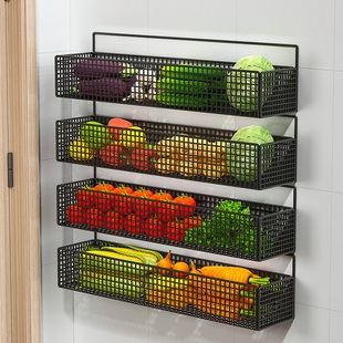 门后置物架厨房蔬菜收纳架免打孔壁挂菜篮子冰箱侧储物整理架子
