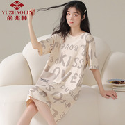俞兆林纯棉睡裙女士，夏季2023年夏天薄款可爱短袖宽松睡衣裙子