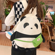 可爱熊猫包包卡通双肩包女jk少女，背包软妹大学生上课包大容量书包