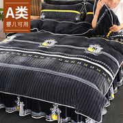 简约牛奶绒被套单件冬天加绒法兰珊瑚绒被罩单人宿舍1.5米150x200