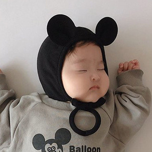 韩国新生婴儿可爱米奇帽子男女宝宝动物耳朵帽子凸造型