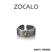 zocalo上帝の眼系列开口可调节戒指，男士925银，指环女复古手工银饰