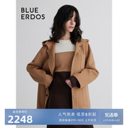 BLUE ERDOS冬季气质美拉德绵羊毛连帽毛呢大衣女B236K5001