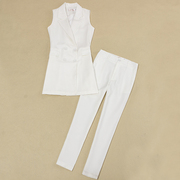 成套搭配女装高级感小香风御姐炸街白色西装马甲裤子两件套装秋季