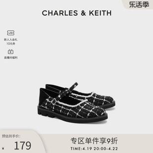 CHARLES&KEITH春夏女鞋CK1-70380959女士平底珍珠玛丽珍鞋单鞋女