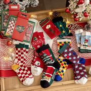 圣诞袜秋冬礼盒装男女圣诞老人麋鹿本命年大红袜子礼物格子袜