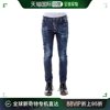 香港直邮DSQUARED2 男士深蓝色棉质破洞牛仔裤 S71LA0977-S30342-