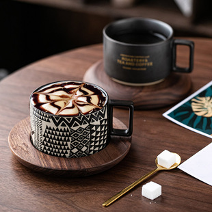 创意美式咖啡杯碟勺 INS风小奢华水杯子套装  个性潮流马克杯定制