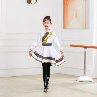 儿童蒙古舞蹈演出服少数民族六一表演服草原筷子舞蒙古袍女童