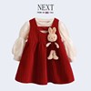 英国next女童装红色连衣裙，套装女宝宝儿童，春秋季长袖衣服周岁礼服