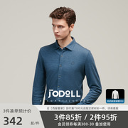 JODOLL乔顿男长袖T恤春季时尚休闲百搭舒适翻领t恤深蓝色青年上衣