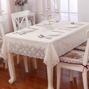 进口pvc餐桌布防水免洗桌垫塑料蕾丝茶几布田园风欧式长方形桌布