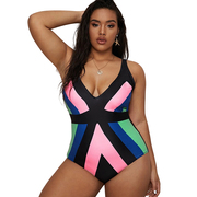 New color matching and fat swimsuit 女士拼色加肥连体泳衣