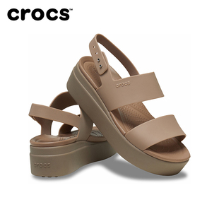 crocs卡骆驰布鲁克林系列，厚底凉鞋户外坡跟鞋，松糕鞋女鞋206453