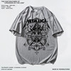 metallica短袖t恤欧美高街重金属，摇滚乐队活结水洗，做旧朋克纯棉男