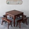 中式全实木八仙桌榆木餐桌椅组合仿古小方桌明清古典酒楼饭店桌椅