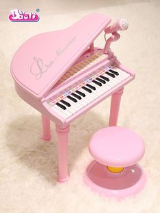 宝丽儿女童电子琴带麦克风孩，钢琴宝宝早教，益智具1-3岁可供玩电源