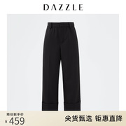 dazzle地素奥莱精纺羊毛直筒，卷边休闲裤西裤女